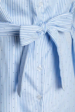 Camicia lunga a righe, blu