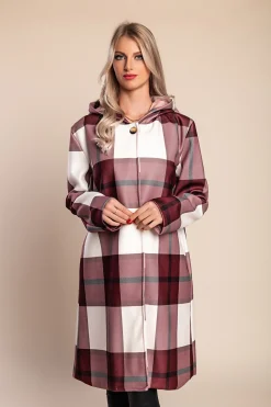 Cappotto a quadri, bordeaux