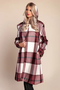 Cappotto a quadri, bordeaux