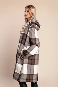 Cappotto a quadri, marrone scuro