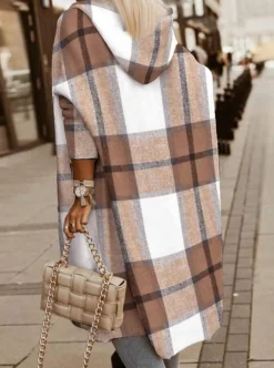 Cappotto a quadri, marrone