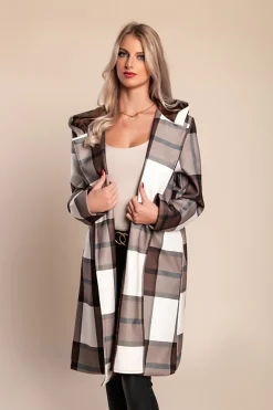 Cappotto a quadri, marrone scuro