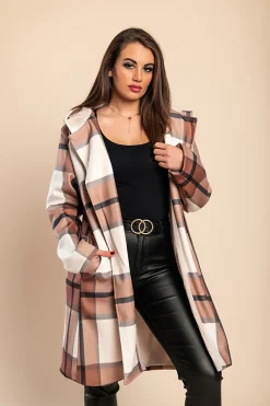 Cappotto a quadri, marrone