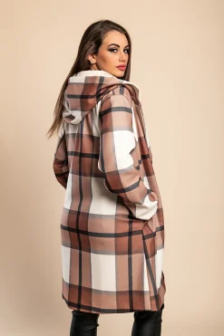 Cappotto a quadri, marrone