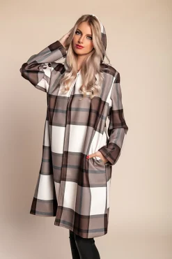 Cappotto a quadri, marrone scuro