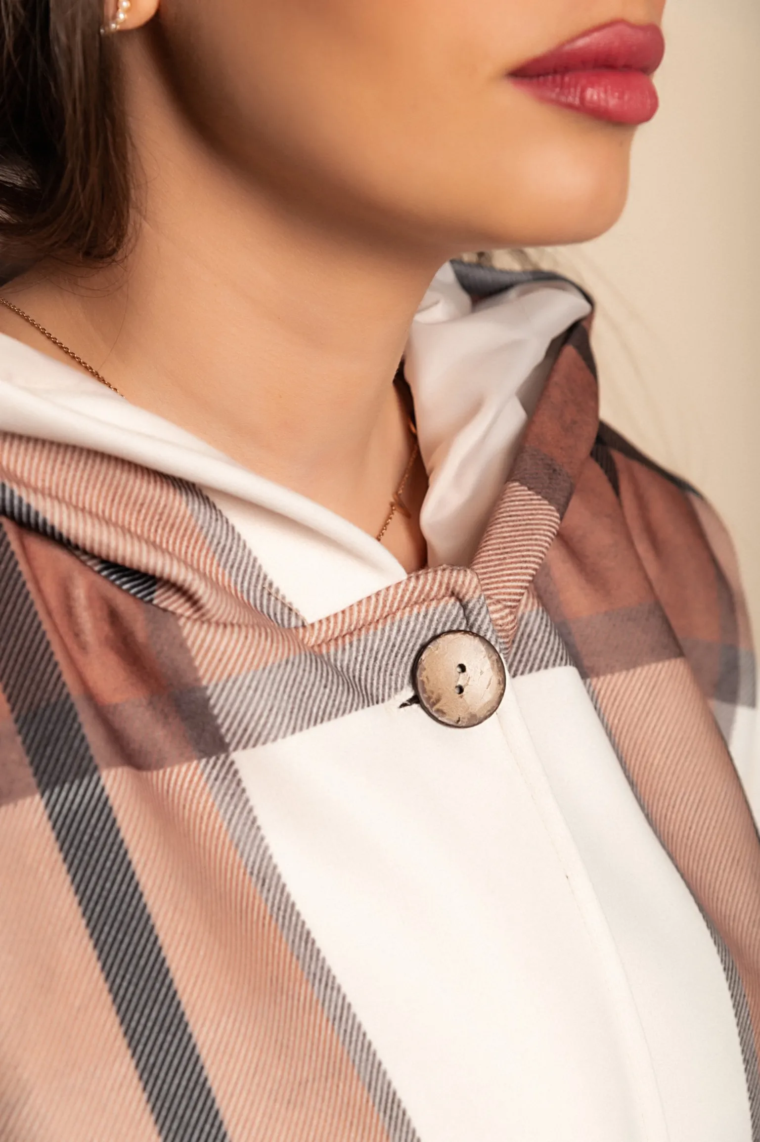 Cappotto a quadri, marrone