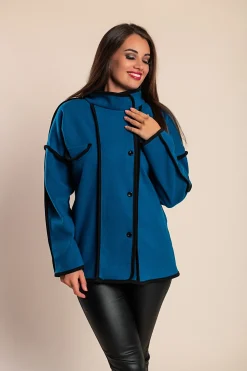 Cappotto corto elegante, petrolio