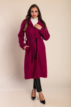 Cappotto elegante con bottoni, fucsia