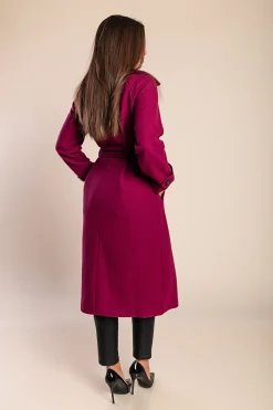 Cappotto elegante con bottoni, fucsia