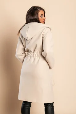 Cappotto elegante con cappuccio, beige