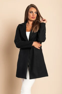 Cappotto elegante con un bottone, nero