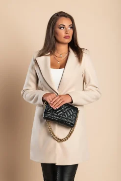 Cappotto elegante con un bottone, beige