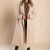 Cappotto lungo elegante con bottoni, beige