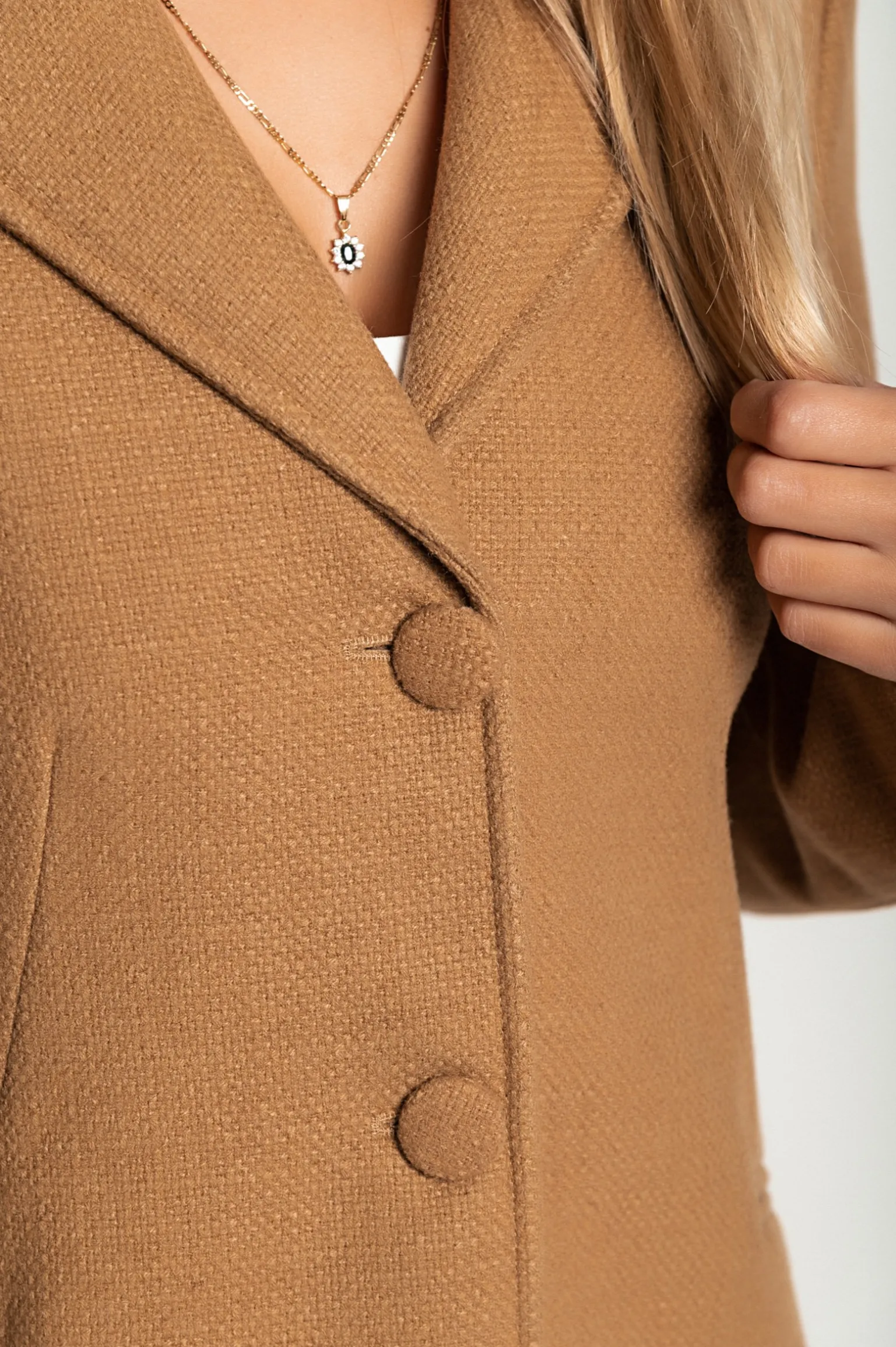 Cappotto lungo elegante, color cammello