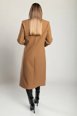 Cappotto lungo elegante, color cammello