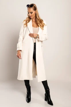 Cappotto lungo elegante Canossa, panna