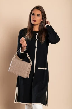 Cardigan in maglia con bottoni, nero