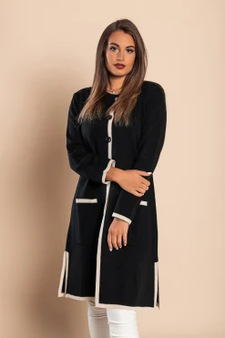 Cardigan in maglia con bottoni, nero