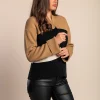Cardigan in maglia con scollo a "V", colore beige/nero/bianco