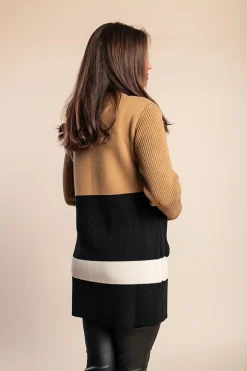 Cardigan in maglia stampata, Cammello/nero/bianco