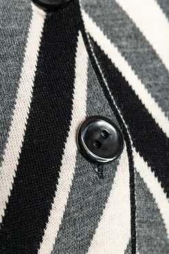Cardigan in maglia stampata, colore grigio/nero/bianco