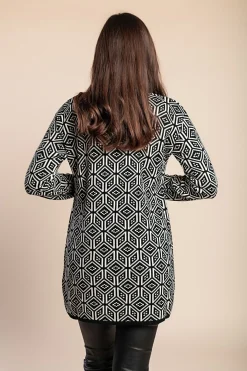 Cardigan lavorato a maglia fantasia, nero/bianco