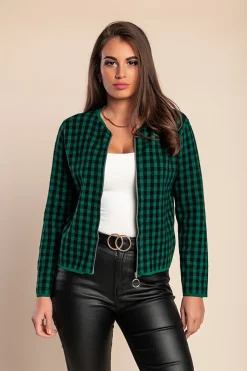 Cardigan lavorato a maglia con motivo a quadri, verde
