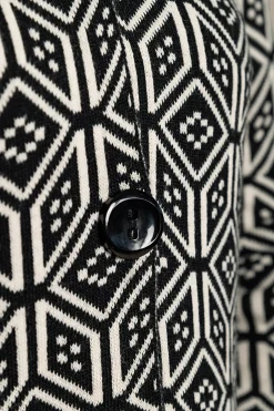 Cardigan lavorato a maglia fantasia, nero/bianco