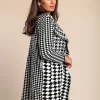 Cardigan morbido con stampa a quadri, nero