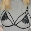 Cintura a bretella - reggiseno realizzato con spalline elastiche con pizzo, ART2803, nero