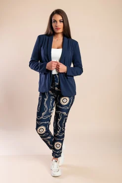 Completo blazer e pantaloni eleganti con stampa Estrena, blu scuro/stampa