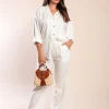 Completo camicia e pantaloni in lino, bianco