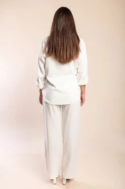 Completo camicia e pantaloni in lino, bianco