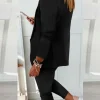 Completo di pantaloni e blazer elegante senza lettere Estrena, nero-nero