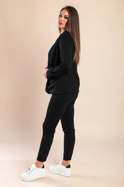 Completo di pantaloni e blazer elegante senza lettere Estrena, nero-nero