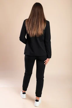 Completo di pantaloni e blazer elegante senza lettere Estrena, nero-nero