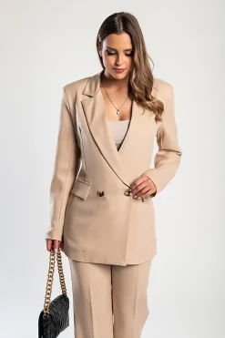 Completo elegante blazer e pantaloni, beige