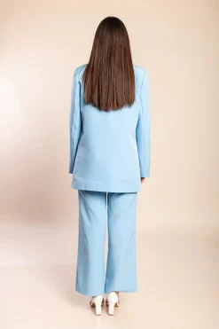 Completo elegante blazer e pantaloni, azzurro