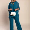 Completo elegante tunica e pantaloni lunghi, petrolio