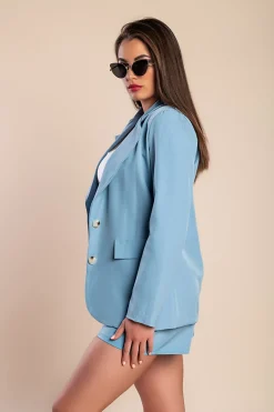 Completo giacca elegante e pantaloncini, blu