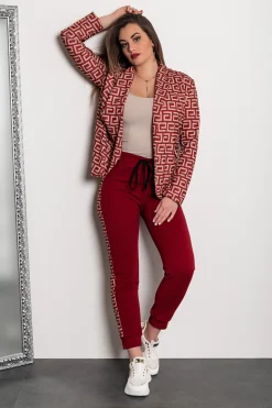Completo pantalone con stampa blazer Nunzia, bordeaux