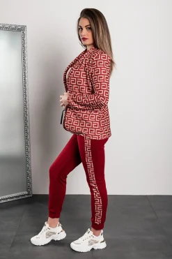Completo pantalone con stampa blazer Nunzia, bordeaux