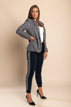 Completo pantalone e blazer con stampa Nunzia, blu scuro