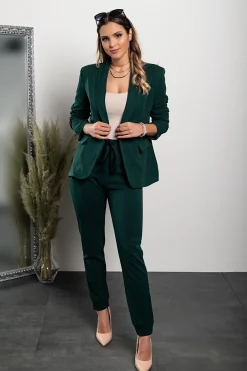 Completo pantalone e blazer elegante Estrena, verde scuro