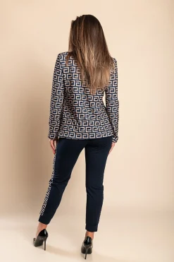 Completo pantalone e blazer con stampa Nunzia, blu scuro