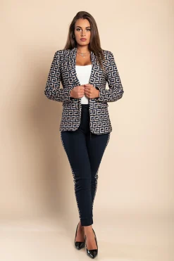 Completo pantalone e blazer con stampa Nunzia, blu scuro