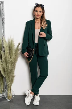 Completo pantalone e blazer elegante Estrena, verde scuro