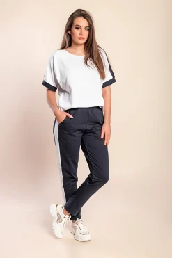 Completo sportivo, bianco e blu