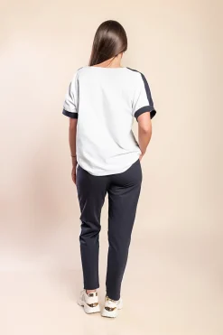 Completo sportivo, bianco e blu