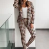 COMPLETO TAILLEUR ELEGANTE CON MOTIVO PEPITA MIRIAMA, NERO-MARRONE